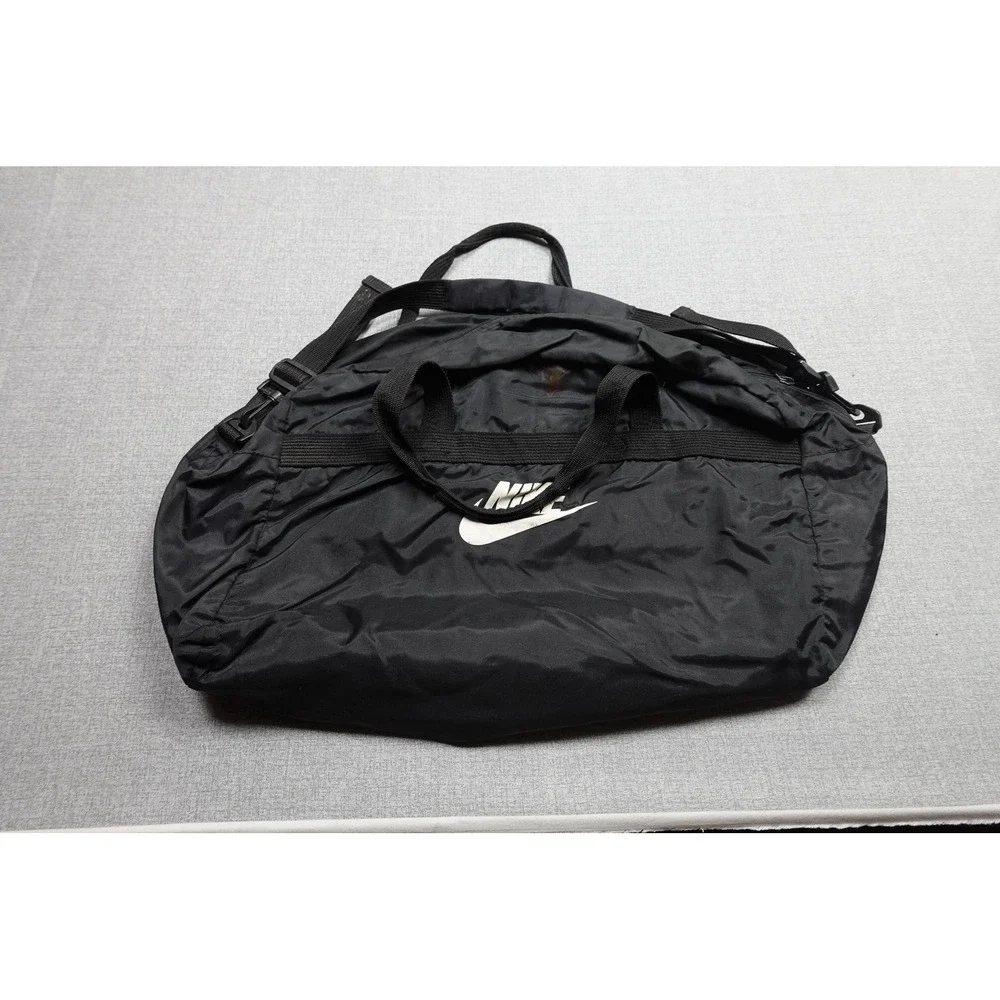 Vintage Nike Black Just Do It Duffle Bag Soft Case Adjustable Strap Men 23